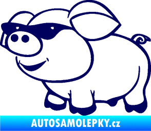 Samolepka Prase 006 levá frajer v brýlích tmavě modrá