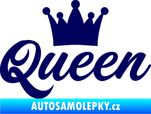 Samolepka Queen nápis s korunou tmavě modrá