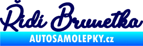 Samolepka Řídí brunetka nápis tmavě modrá