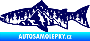 Samolepka Ryba 021 levá noční rybaření tmavě modrá
