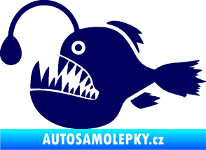 Samolepka Ryba 022 levá mořský ďas s lampičkou tmavě modrá