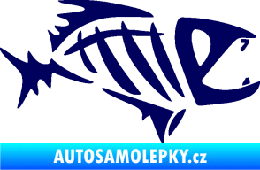 Samolepka Ryba kostra  007 pravá tmavě modrá