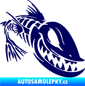 Samolepka Ryba kostra 001 pravá tmavě modrá