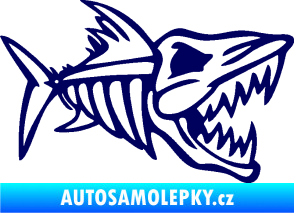 Samolepka Ryba kostra 002 pravá tmavě modrá