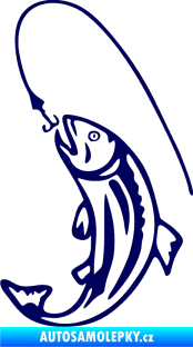 Samolepka Ryba s návnadou 003 levá tmavě modrá