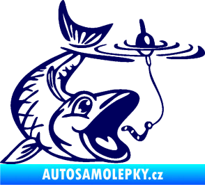 Samolepka Ryba s návnadou 004 pravá tmavě modrá