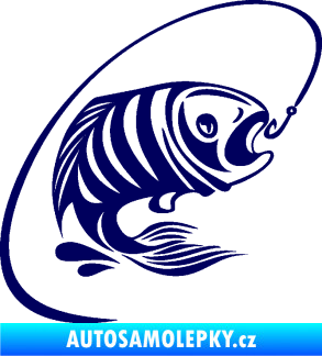 Samolepka Ryba s návnadou 007 pravá tmavě modrá