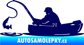 Samolepka Rybář 017 levá rybolov v lodičce tmavě modrá