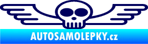 Samolepka Samolepka na zadní sklo 001 lebka s křídly tmavě modrá
