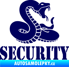 Samolepka Security hlídáno - pravá had švestkově modrá