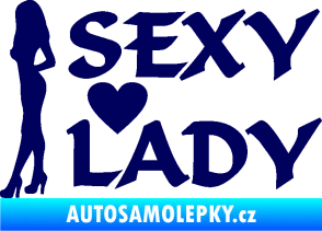 Samolepka Sexy lady nápis se ženou švestkově modrá