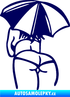 Samolepka Slečna s deštníkem levá tmavě modrá