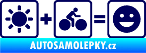 Samolepka Slunce + kolo = veselý smajlík vyjížďka na kole tmavě modrá
