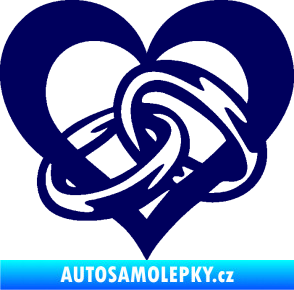 Samolepka Snubní prstýnky v srdíčku levá tmavě modrá
