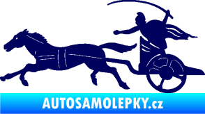Samolepka Sparťanský bojovník 001 levá bojový vůz s koněm tmavě modrá