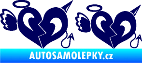 Samolepka Srdce anděl s ďáblem tmavě modrá