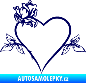 Samolepka Srdce s růží levá tmavě modrá