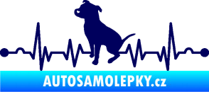Samolepka Srdeční tep 007 levá pitbull švestkově modrá