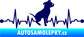 Samolepka Srdeční tep 007 pravá pitbull tmavě modrá