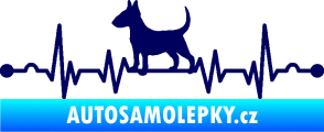 Samolepka Srdeční tep 008 levá pes bulteriér švestkově modrá
