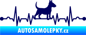 Samolepka Srdeční tep 008 pravá pes bulteriér tmavě modrá