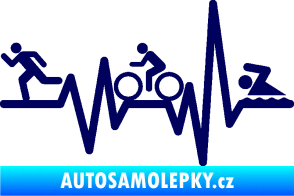 Samolepka Srdeční tep 012 levá triatlon tmavě modrá