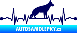 Samolepka Srdeční tep 014 pravá německý ovčák tmavě modrá
