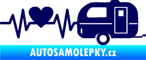 Samolepka Srdeční tep 030 pravá kempování tmavě modrá