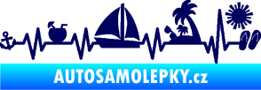 Samolepka Srdeční tep 094 levá dovolená u moře tmavě modrá