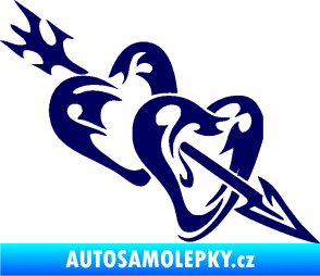 Samolepka Srdíčka 001 pravá se šípem tmavě modrá