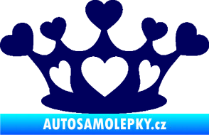 Samolepka Srdíčka korunka tmavě modrá
