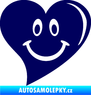 Samolepka Srdíčko 014 pravá s úsměvem tmavě modrá
