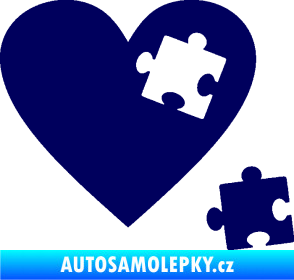 Samolepka Srdíčko 022 pravá vypadlý puzzlík tmavě modrá