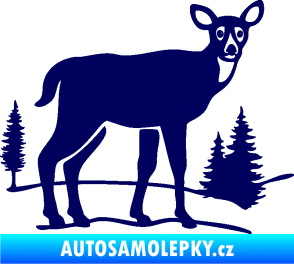 Samolepka Srna 002 pravá s krajinou tmavě modrá