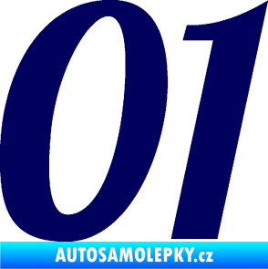 Samolepka Startovní číslo 01 typ 3 tmavě modrá