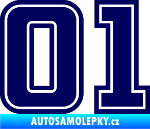 Samolepka Startovní číslo 01 typ 5 tmavě modrá