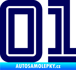 Samolepka Startovní číslo 01 typ 7 tmavě modrá