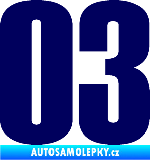 Samolepka Startovní číslo 03 typ 2   tmavě modrá