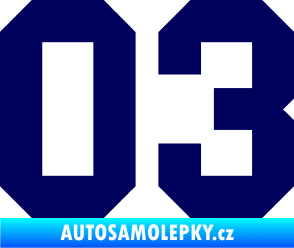 Samolepka Startovní číslo 03 tmavě modrá