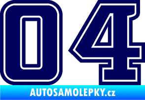 Samolepka Startovní číslo 04 typ 5 tmavě modrá