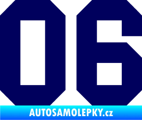 Samolepka Startovní číslo 06 tmavě modrá