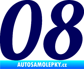 Samolepka Startovní číslo 08 typ 3 tmavě modrá