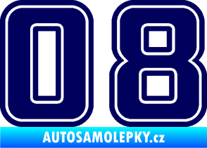 Samolepka Startovní číslo 08 typ 5 tmavě modrá