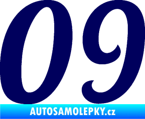 Samolepka Startovní číslo 09 typ 3  tmavě modrá