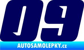 Samolepka Startovní číslo 09 typ 6 tmavě modrá