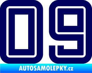 Samolepka Startovní číslo 09 typ 7 tmavě modrá