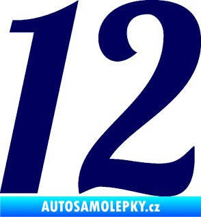 Samolepka Startovní číslo 12 typ 3    tmavě modrá