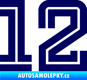 Samolepka Startovní číslo 12 typ 7 tmavě modrá