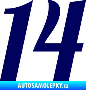 Samolepka Startovní číslo 14 typ 3      tmavě modrá
