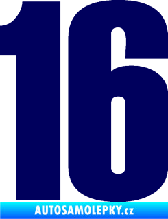 Samolepka Startovní číslo 16 typ 2   tmavě modrá